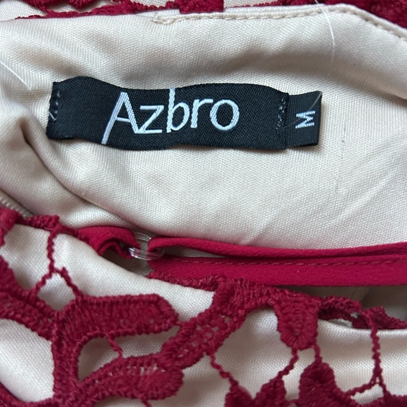 Azbro cranberry red lace overlay in high low hemline size medium - Picture 10 of 13